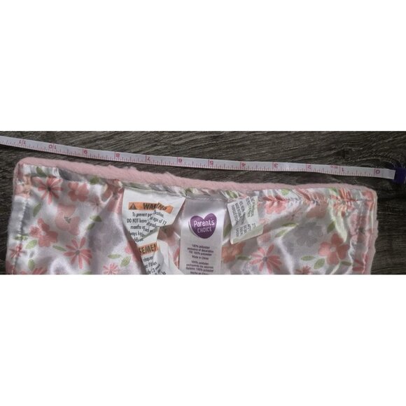 Parents Choice Pink Elephant Plush Lovey Baby Security Blanket Satin Floral - Picture 5 of 5